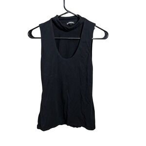 Express Tank Top Women Small Black Cutout Mock Neck Choker Sleeveless Scoop Neck